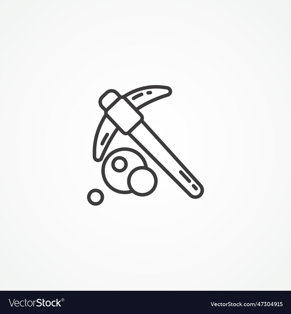 Mining hammer line icon outline