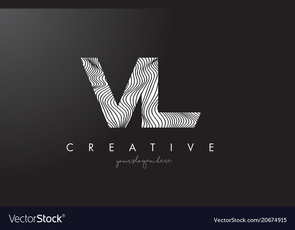 Vl v l Buchstaben-Logo mit Zebralinien Textur