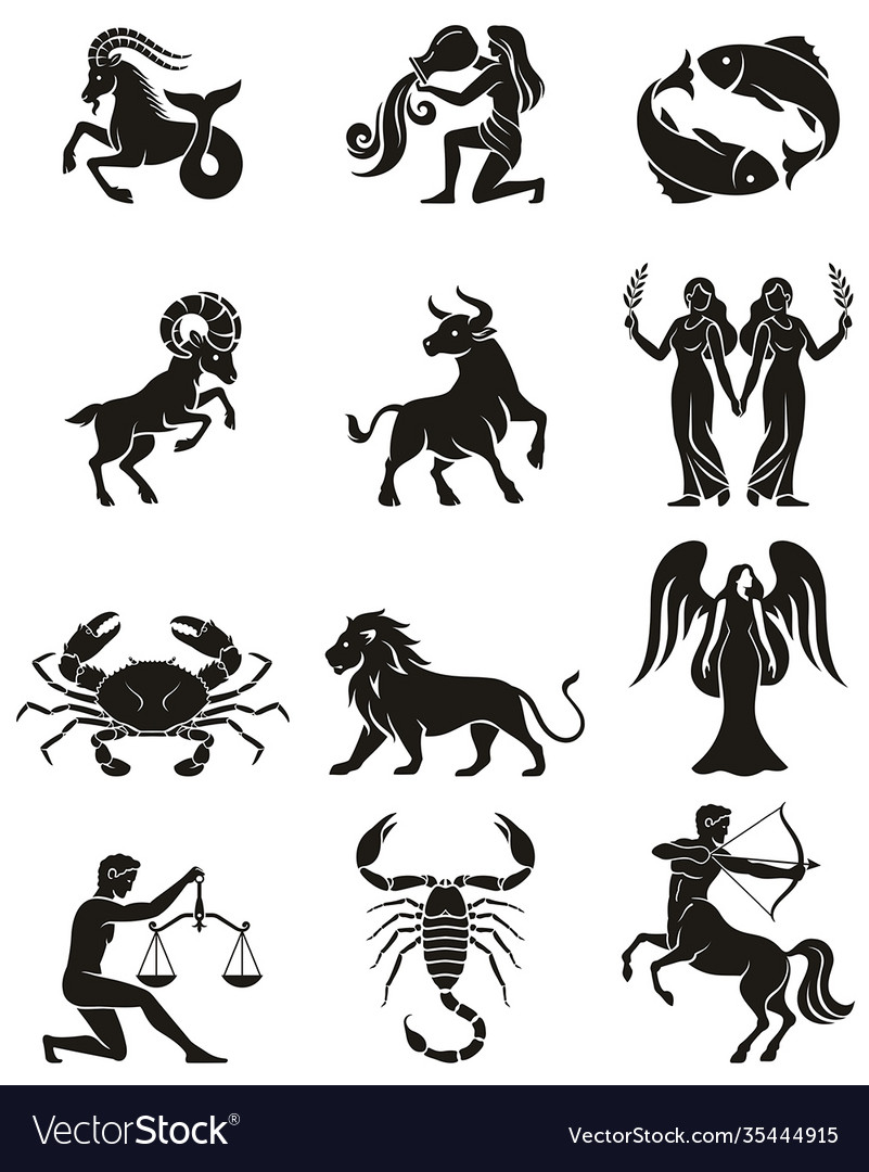 Zodiac Sign Icons Royalty Free Vector Image - Vectorstock