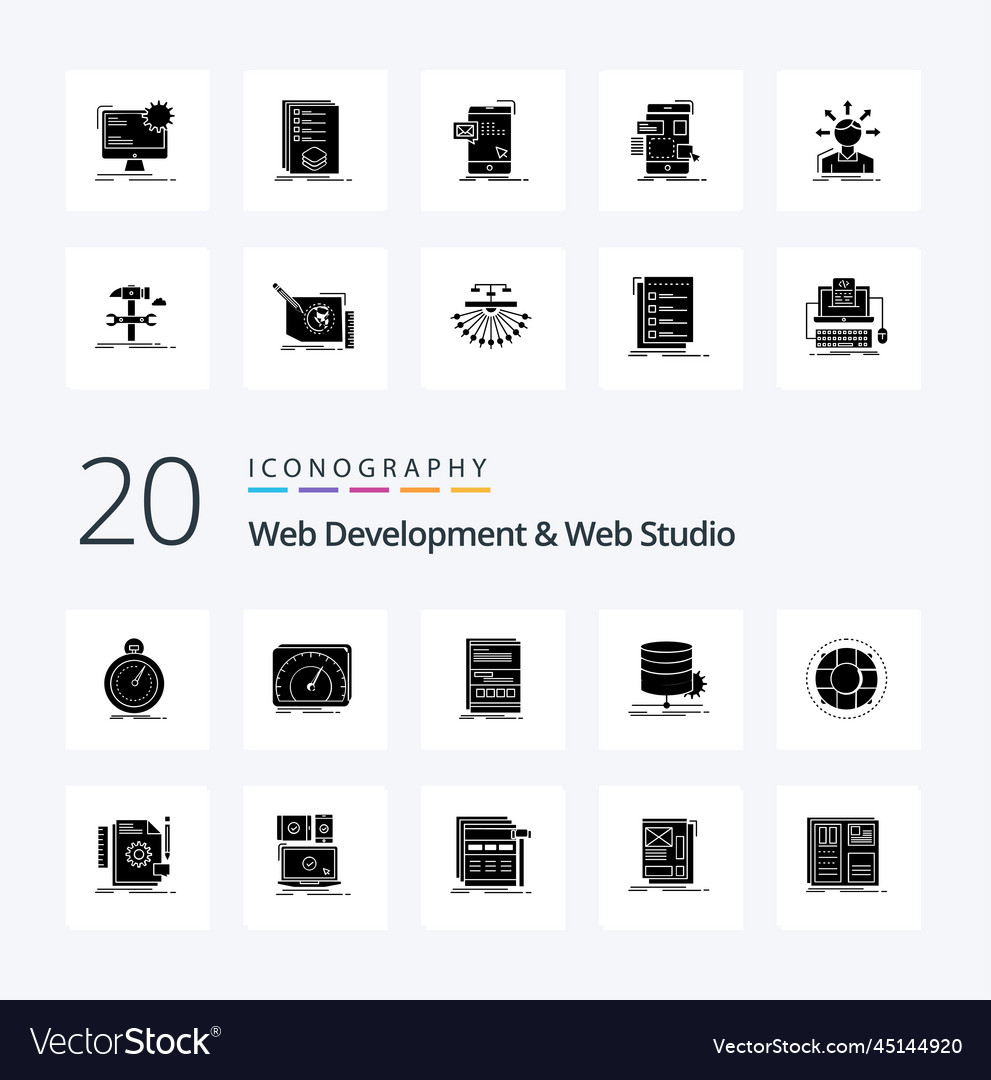 20 web development and studio solid glyph