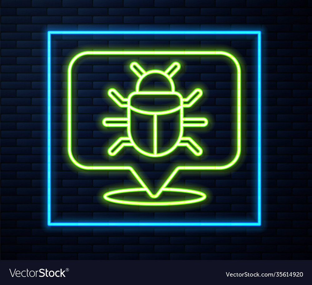 Glowing neon line system bug concept icon isolated vector image Glowing neon line system bug concept icon isolated