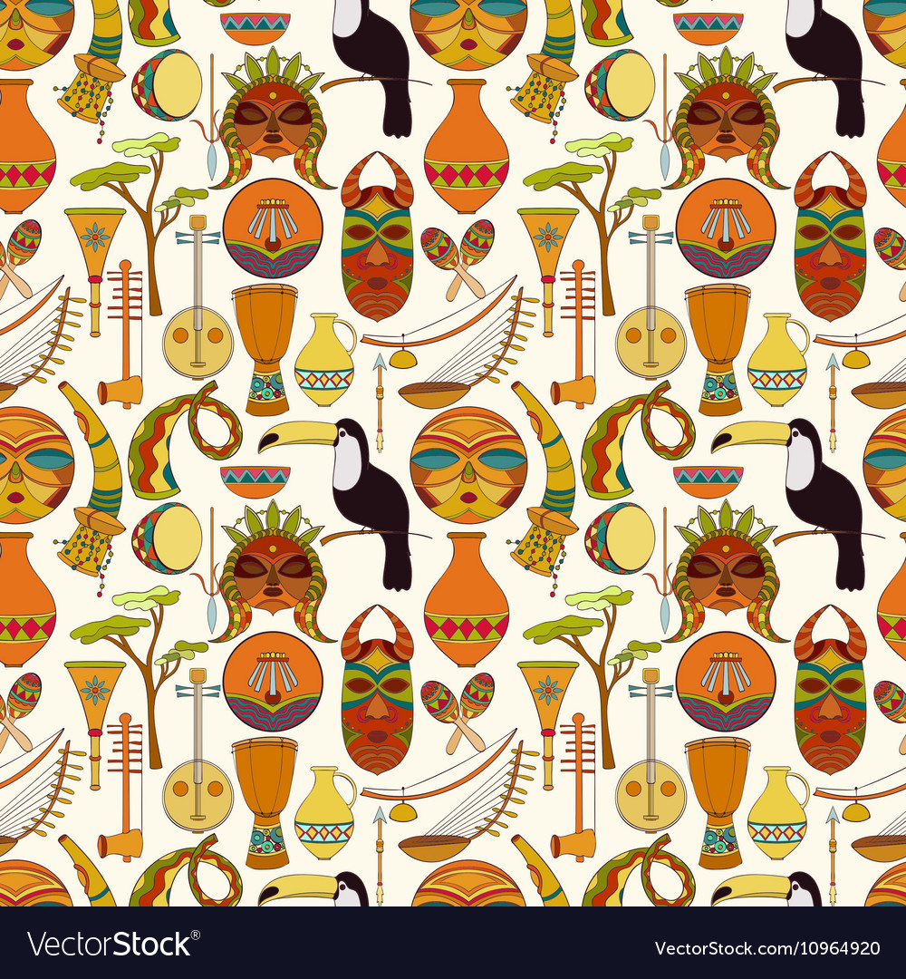 Hand-drawn seamless african pattern