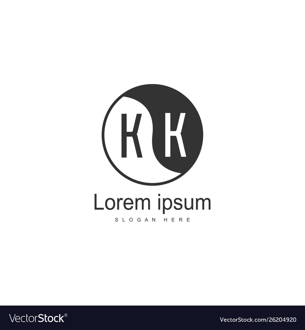 Initial kk logo template with modern frame