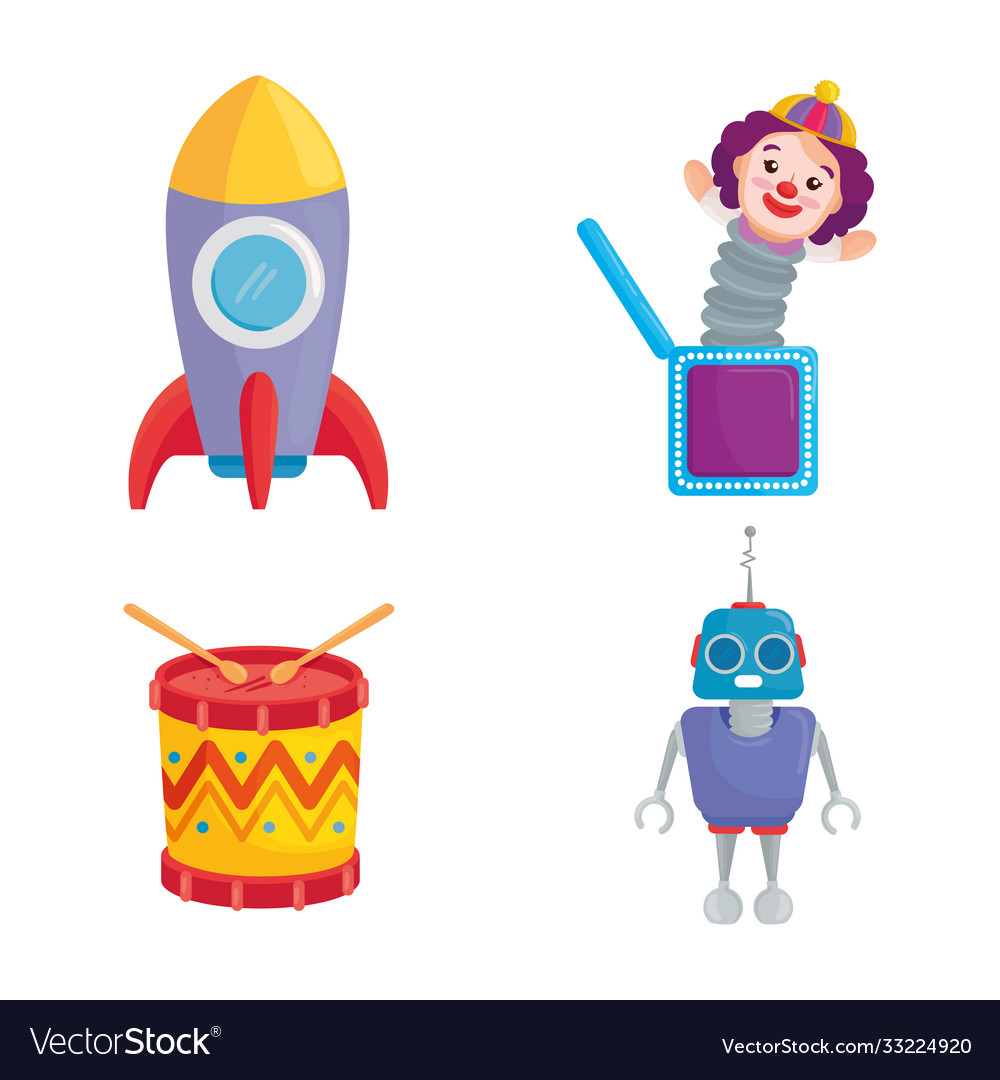 Kids toys set icons