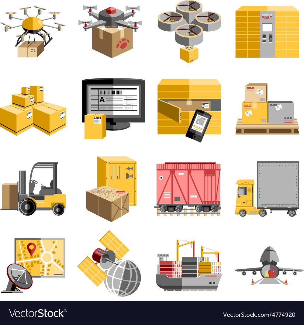 New logistics flat icons set Royalty Free Vector Image