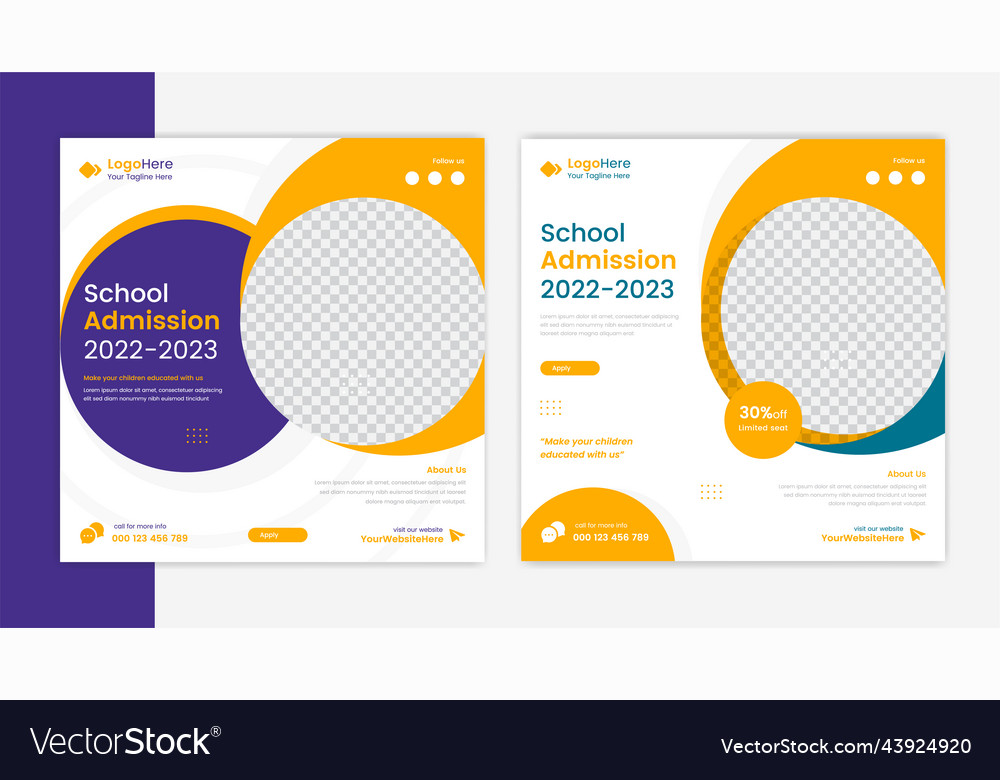 Round school Eintritt Social Media Post Design vector image Round school Eintritt Social Media Post Design