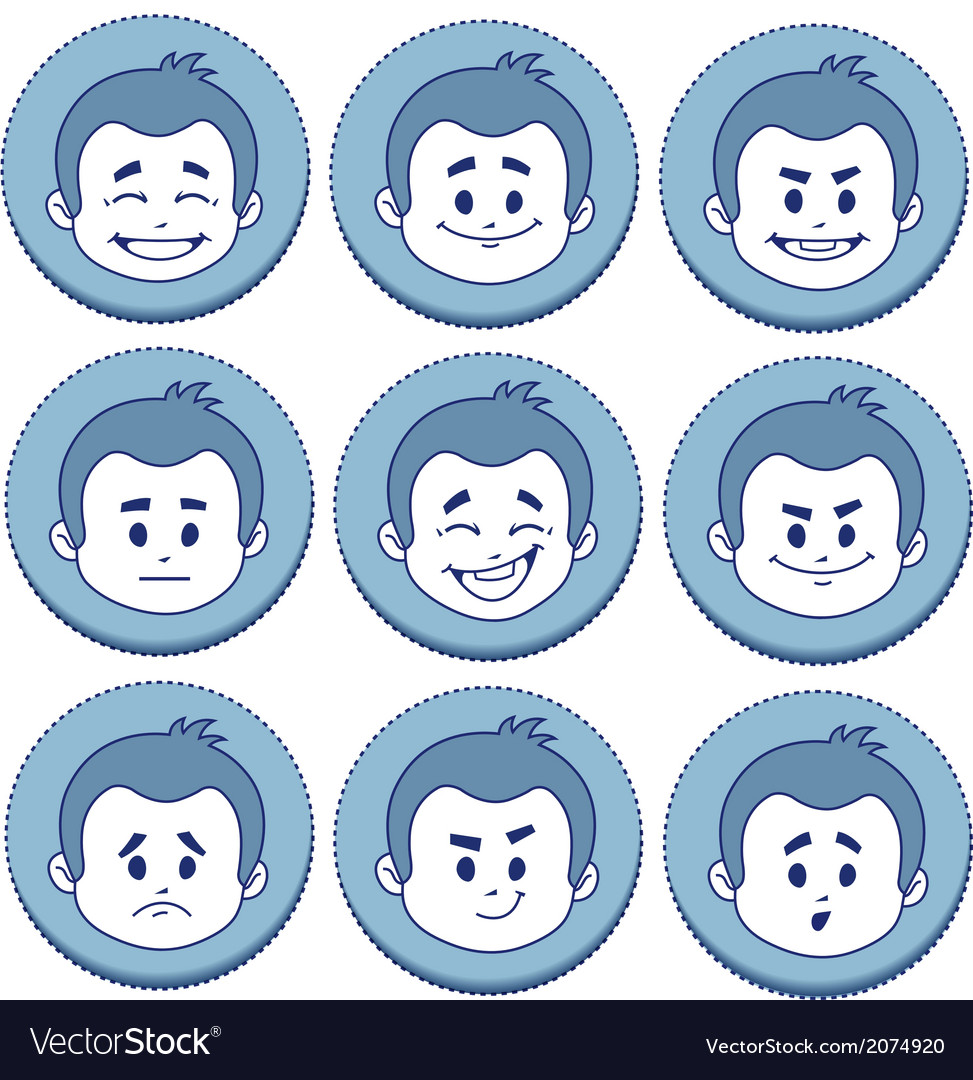 Set of nine facial expressions