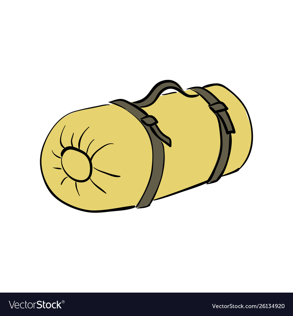 Rolled Up Sleeping Bag On White Background High-Res Stock Photo