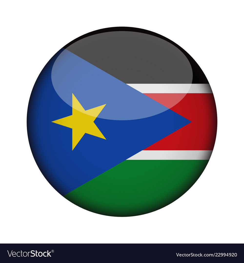 South Sudan Flag In Glossy Round Button Of Icon Vector Image