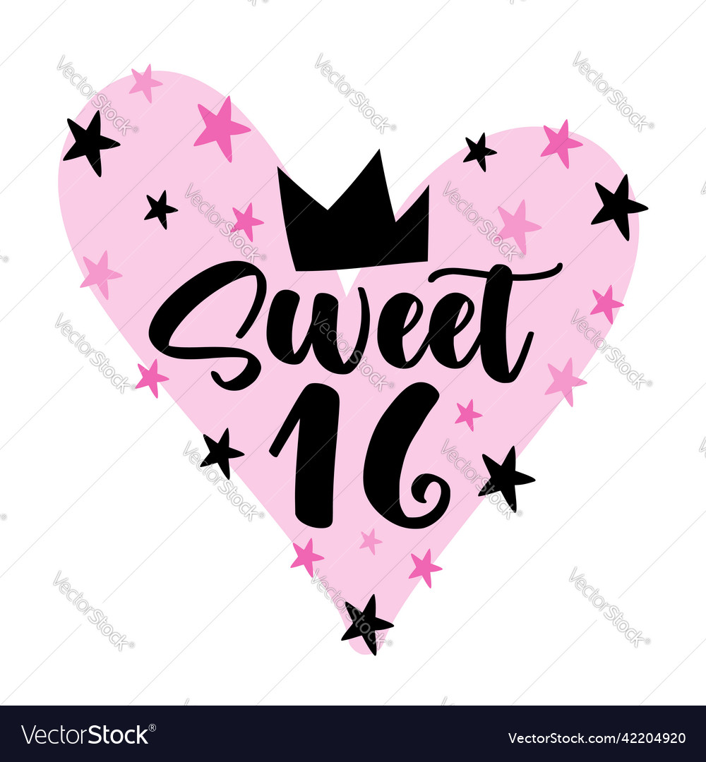 Sweet 16 - decorative greeting Royalty Free Vector Image