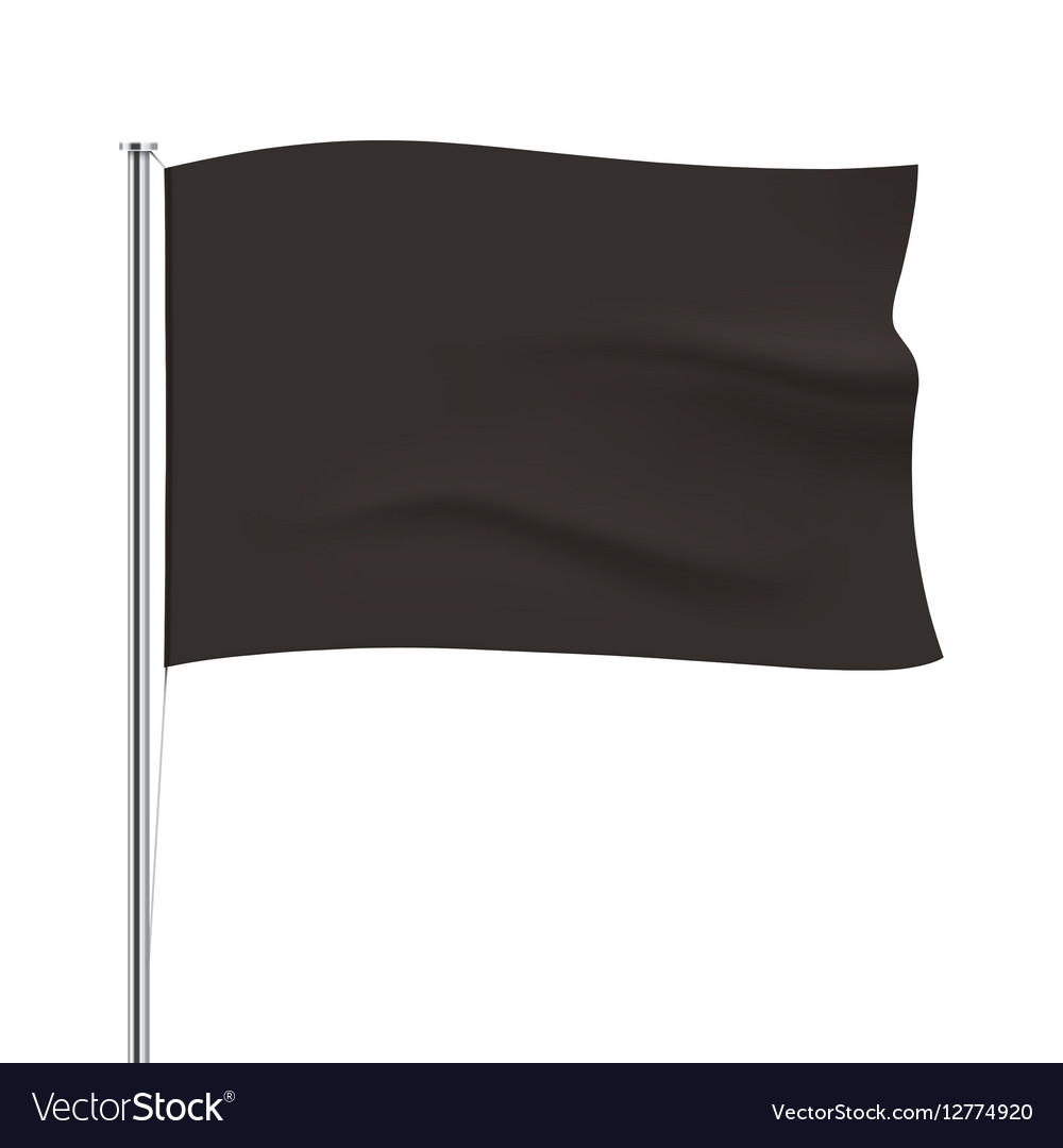 Black flag waving in wind on flagpole isolated Vector Image