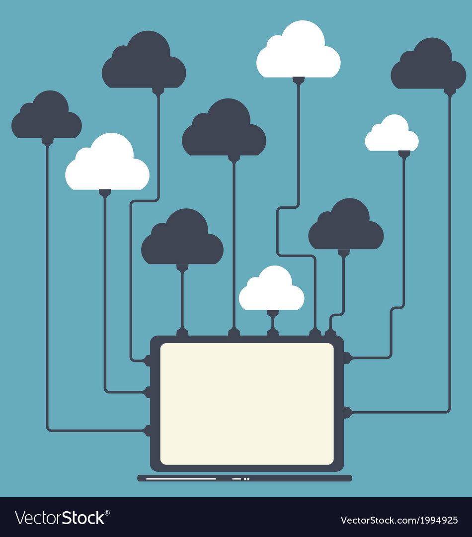 Cloud computing concept on different electronic