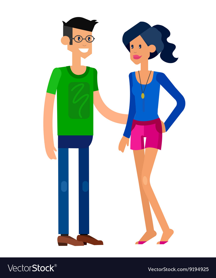 Detailed character people young couple Royalty Free Vector