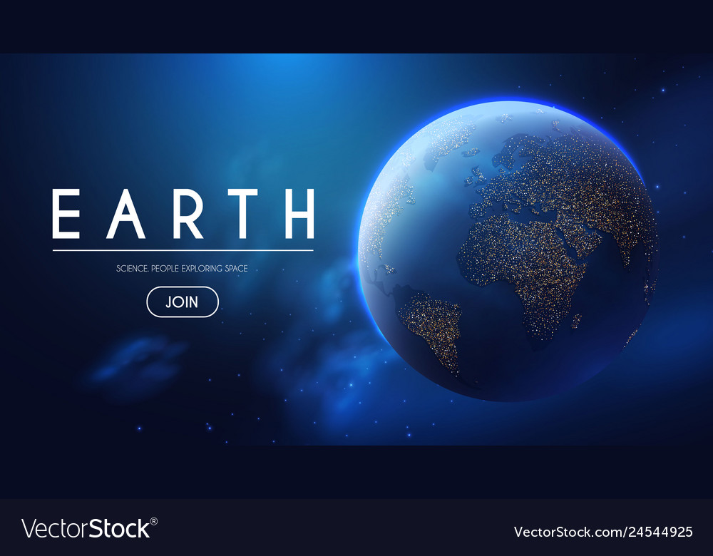 Eath planet in space with lights realistic vector image Eath planet in space with lights realistic