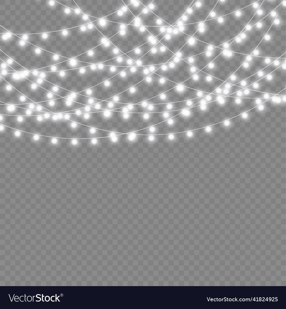Led neon lights white christmas garland decoration vector image Led neon lights white christmas garland decoration
