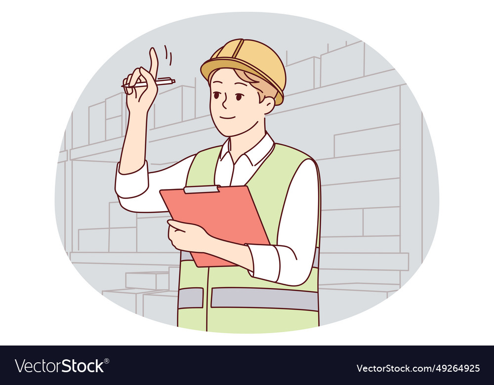 Man engineer work at warehouse