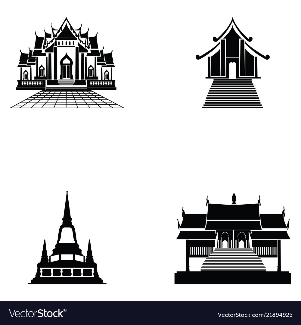 Pagode und Tempel Silhouette schwarz Ikone