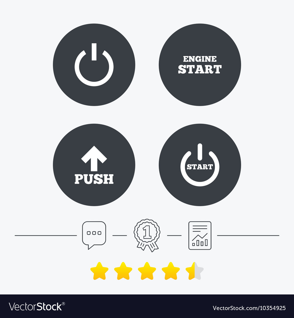 Power icons start engine symbol push arrow