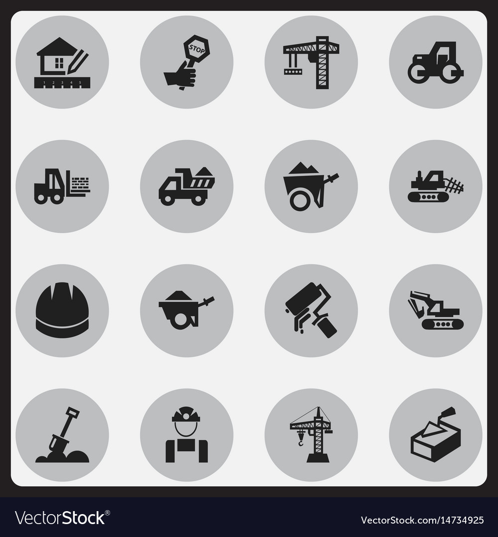 Set of 16 editable building icons includes