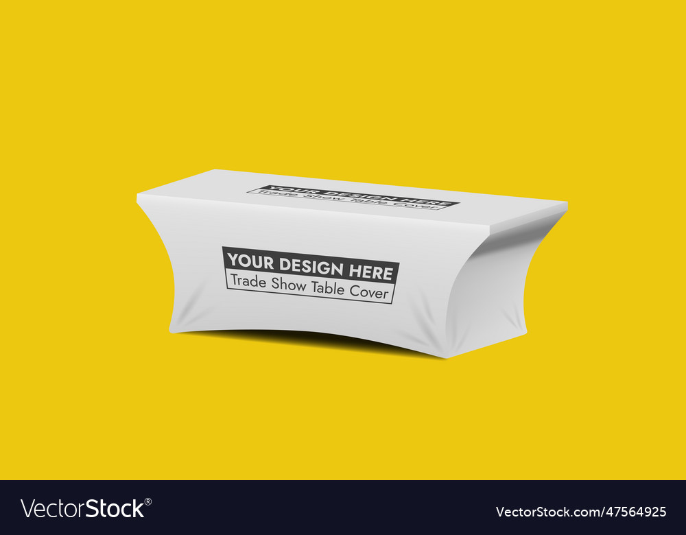 Trade show table cover on yellow background vector image Trade show table cover on yellow background