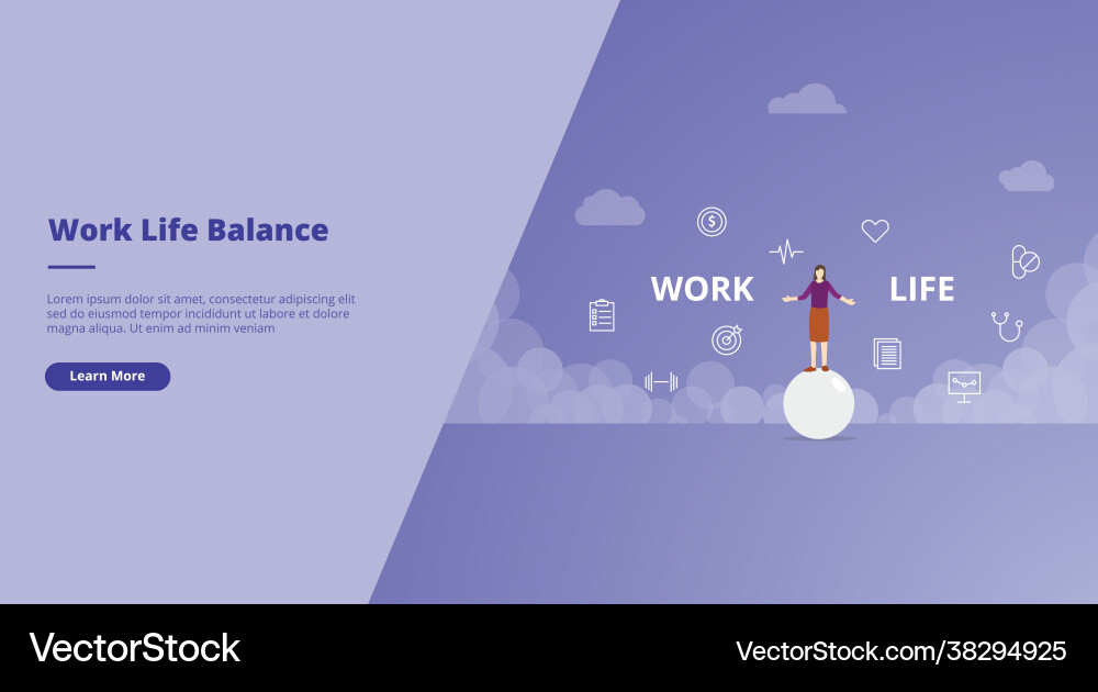 Work life balance concept for website landing Vector Image