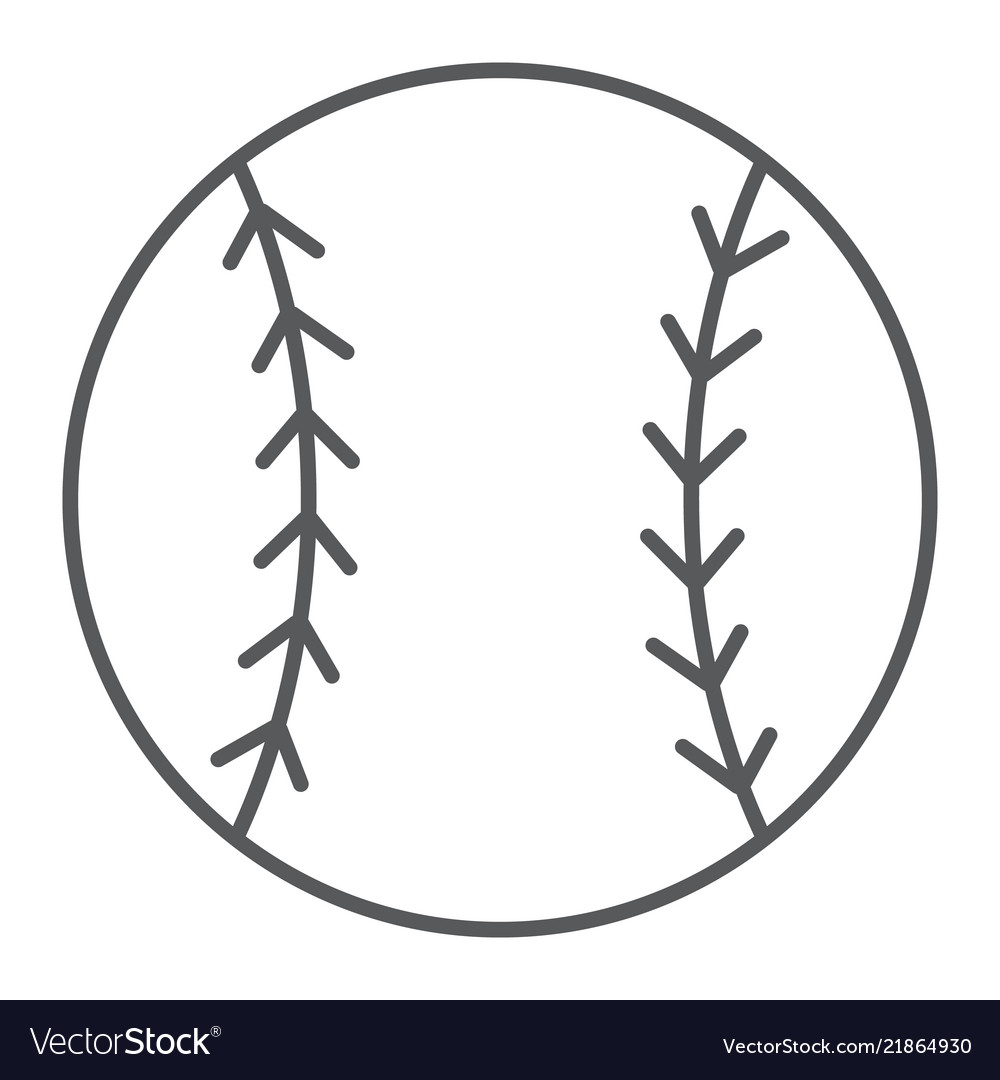 Baseball ball thin line icon game and sport