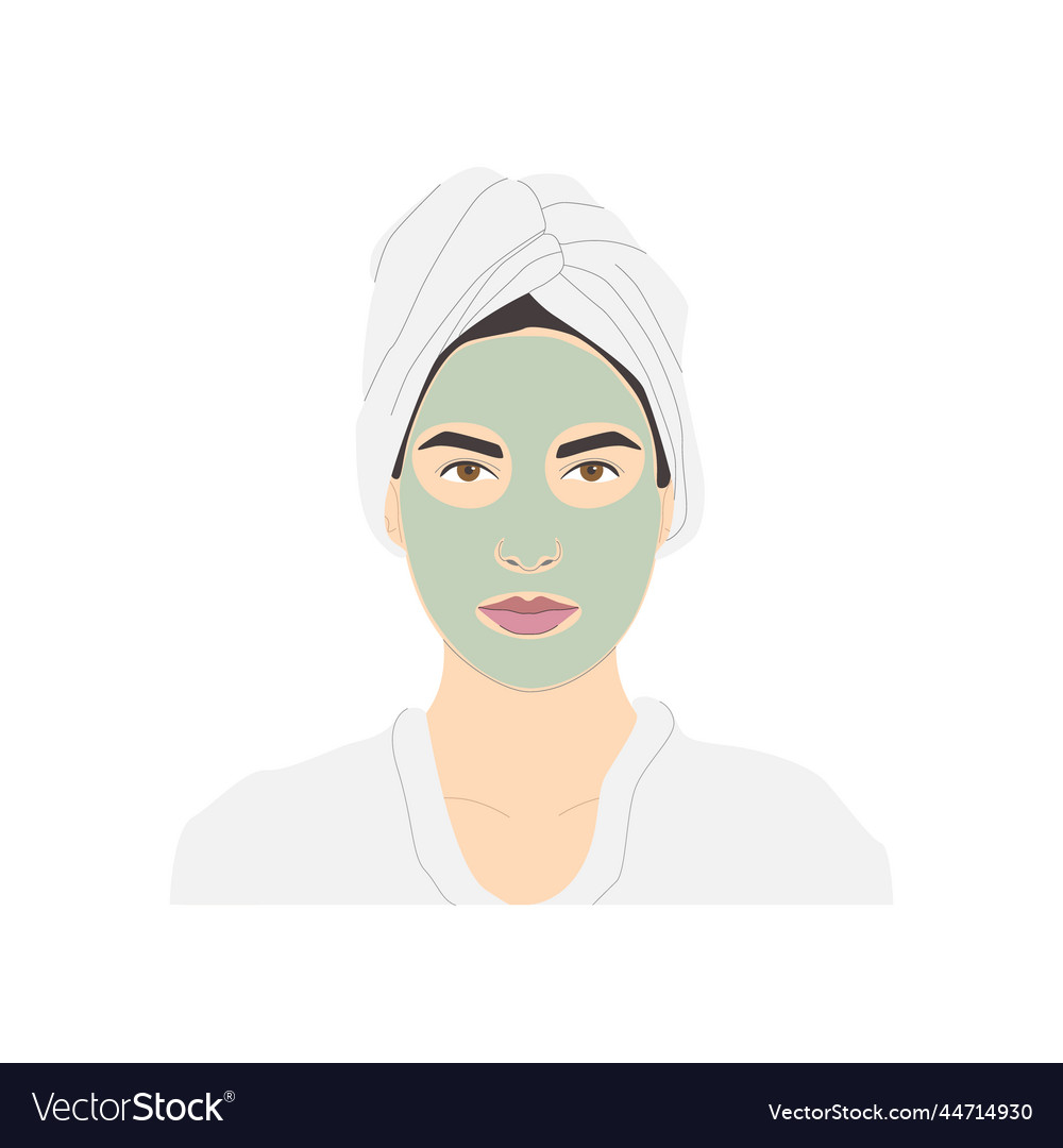 Cosmetic face care smiling woman applying green