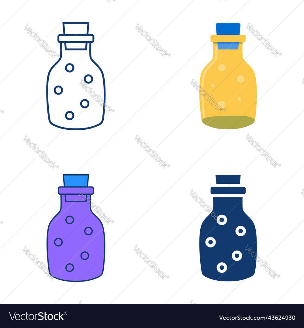 Gas jar icon set in flat and line style vector image Gas jar icon set in flat and line style