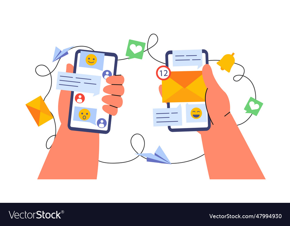 Hands with smartphone concept vector image Hands with smartphone concept