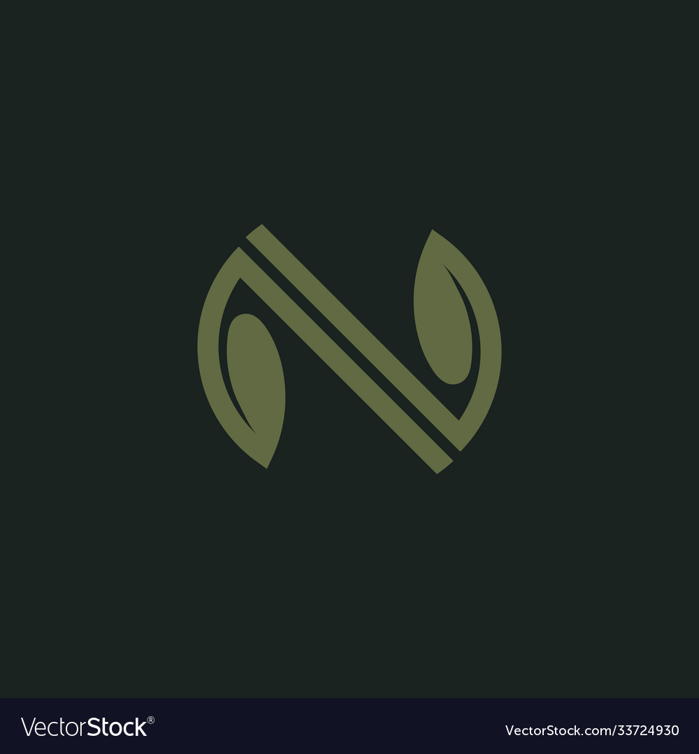 Letter n with leaf logo design template