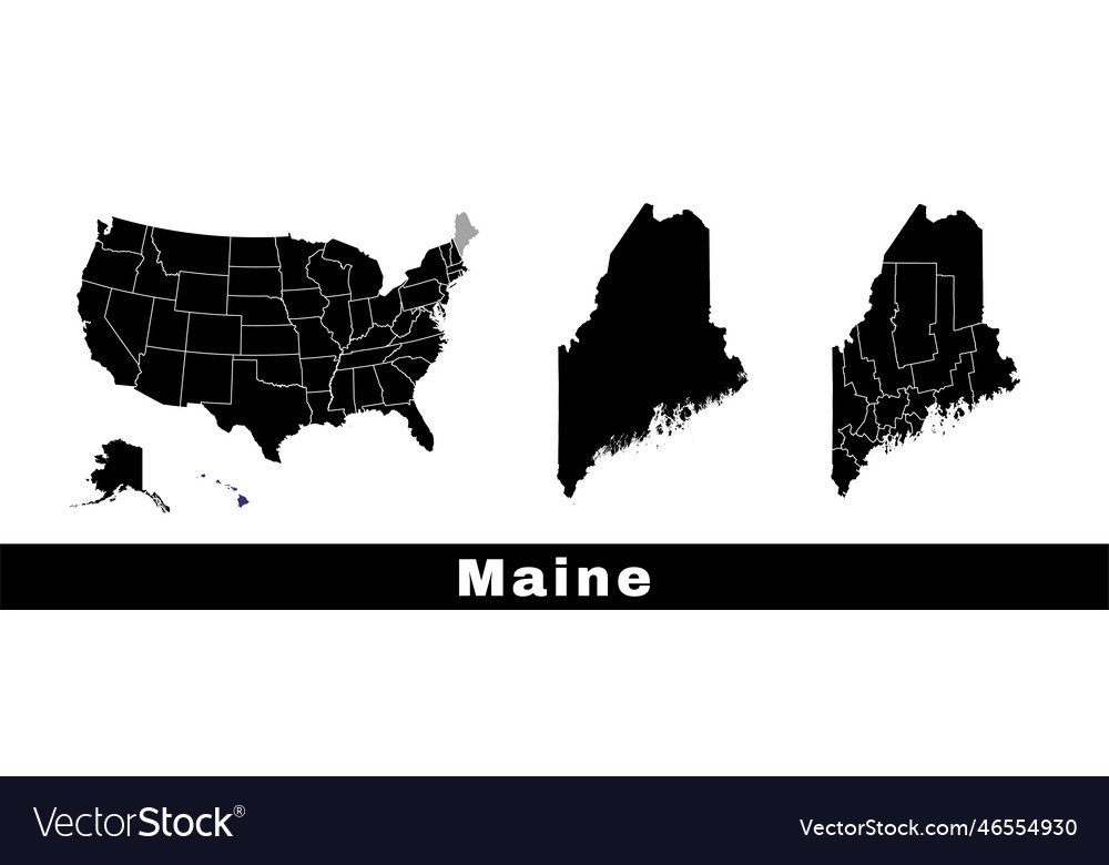 Map of maine state usa set of maine maps Vector Image