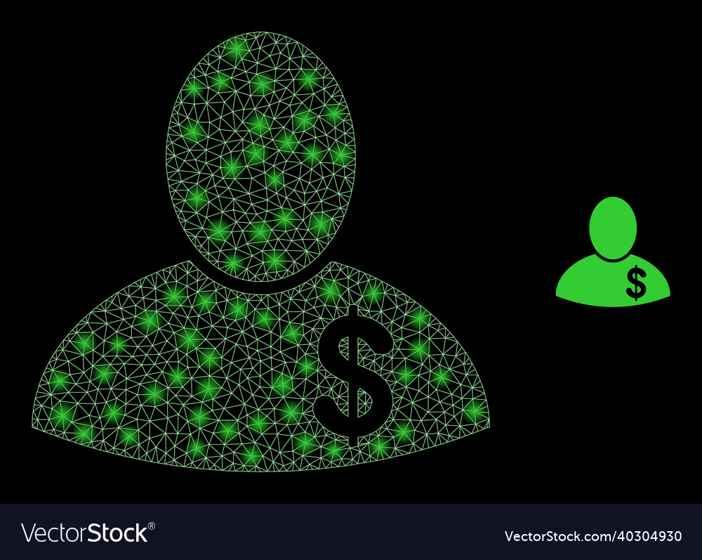 Mesh net banker with glare network dots vector image Mesh net banker with glare network dots