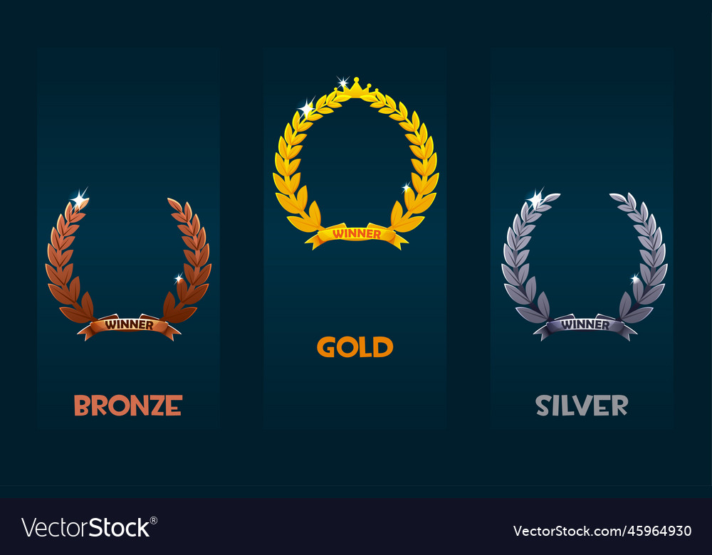 Set of laurel wreath award- bronze silver