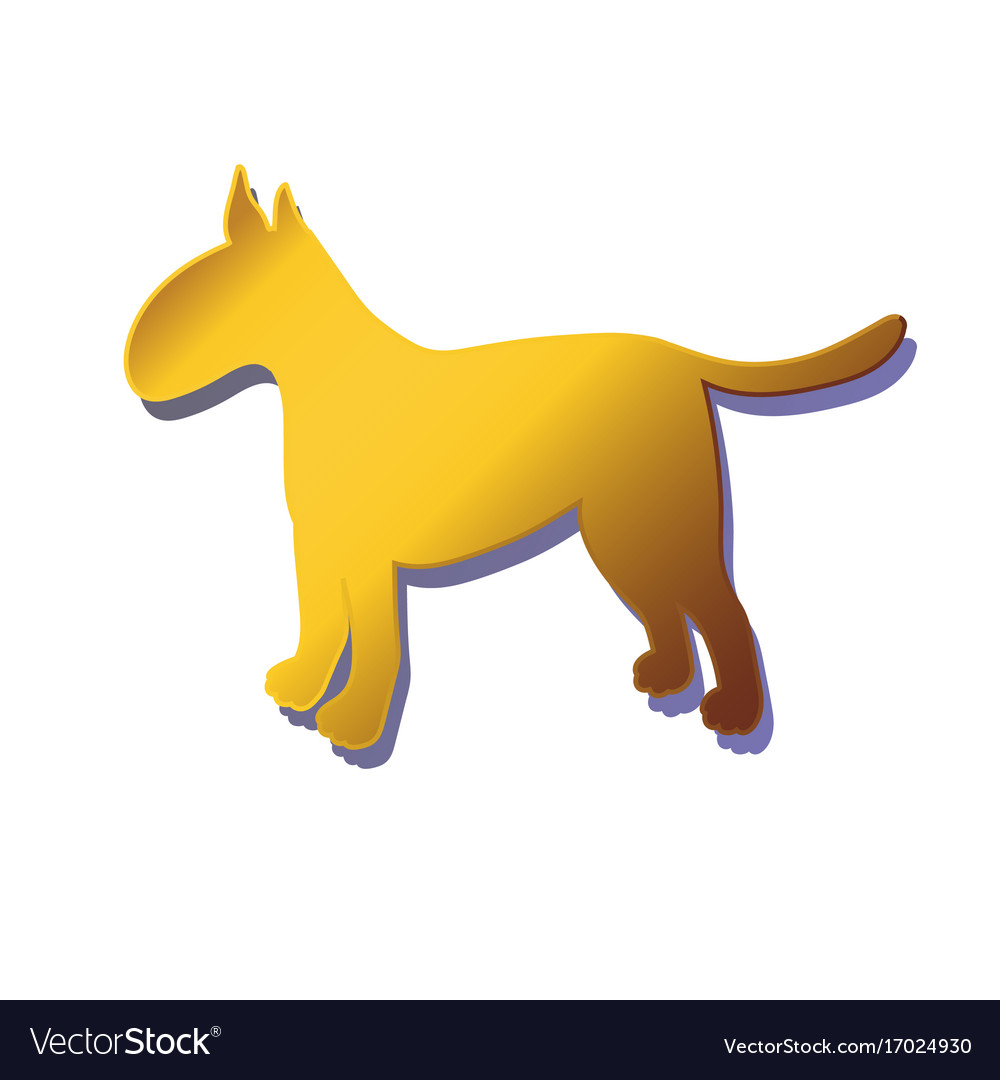 Silhouette of gold dog isolated on white