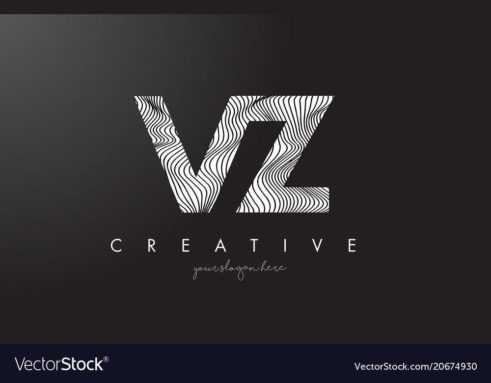 Vz v z letter logo with zebra lines texture