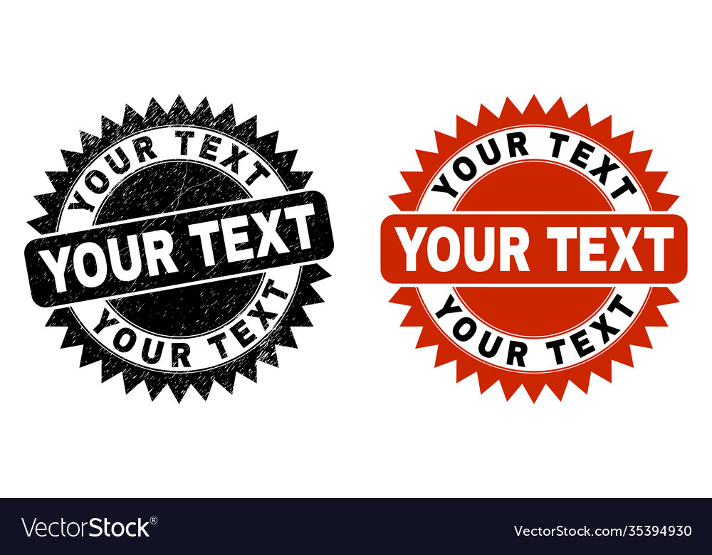 Your text black rosette stamp seal with scratched