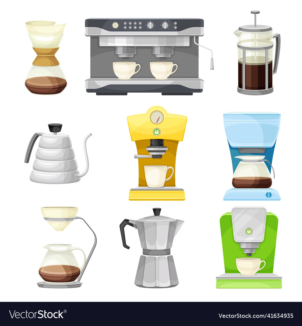 Coffee brewing with coffeemaker and percolator Vector Image