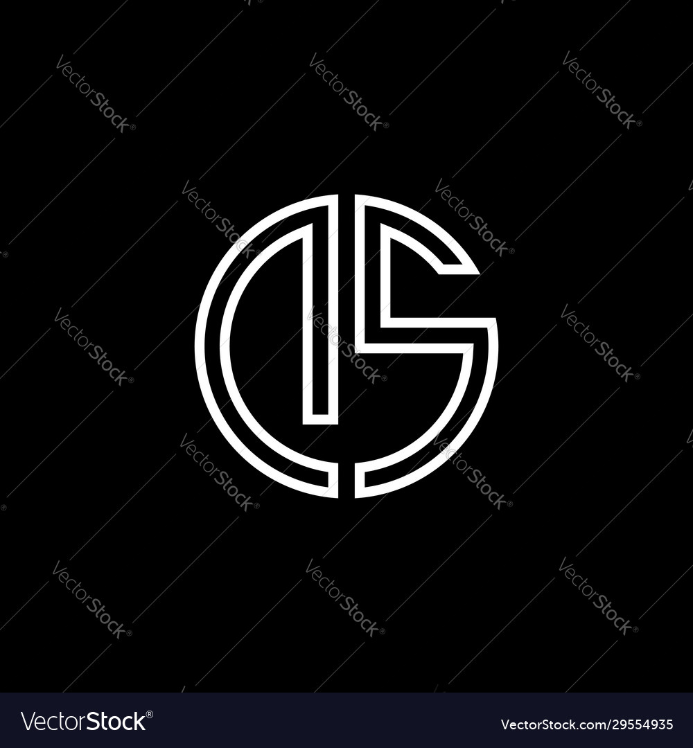 Ds monogram logo circle ribbon style outline Vector Image