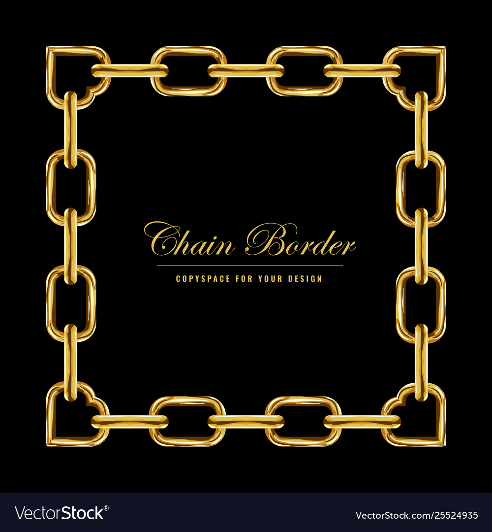 Golden chain square border frame rectangle