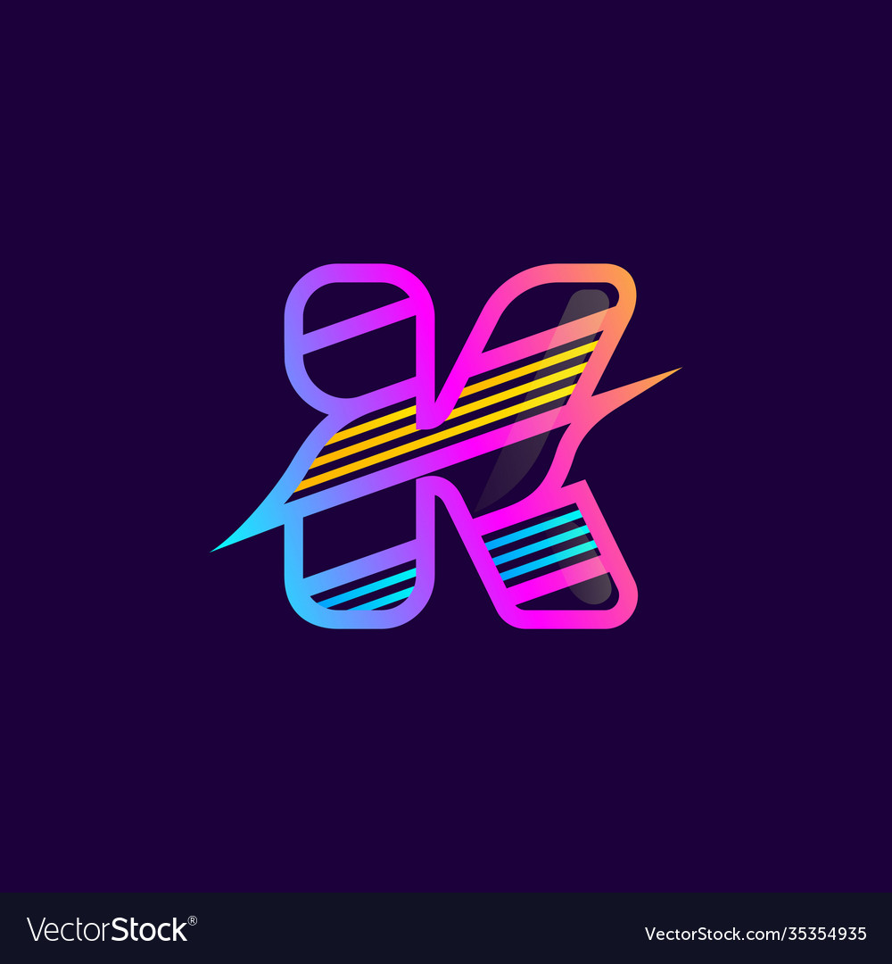 K letter logo with diagonal multicolor lines vector image K letter logo with diagonal multicolor lines