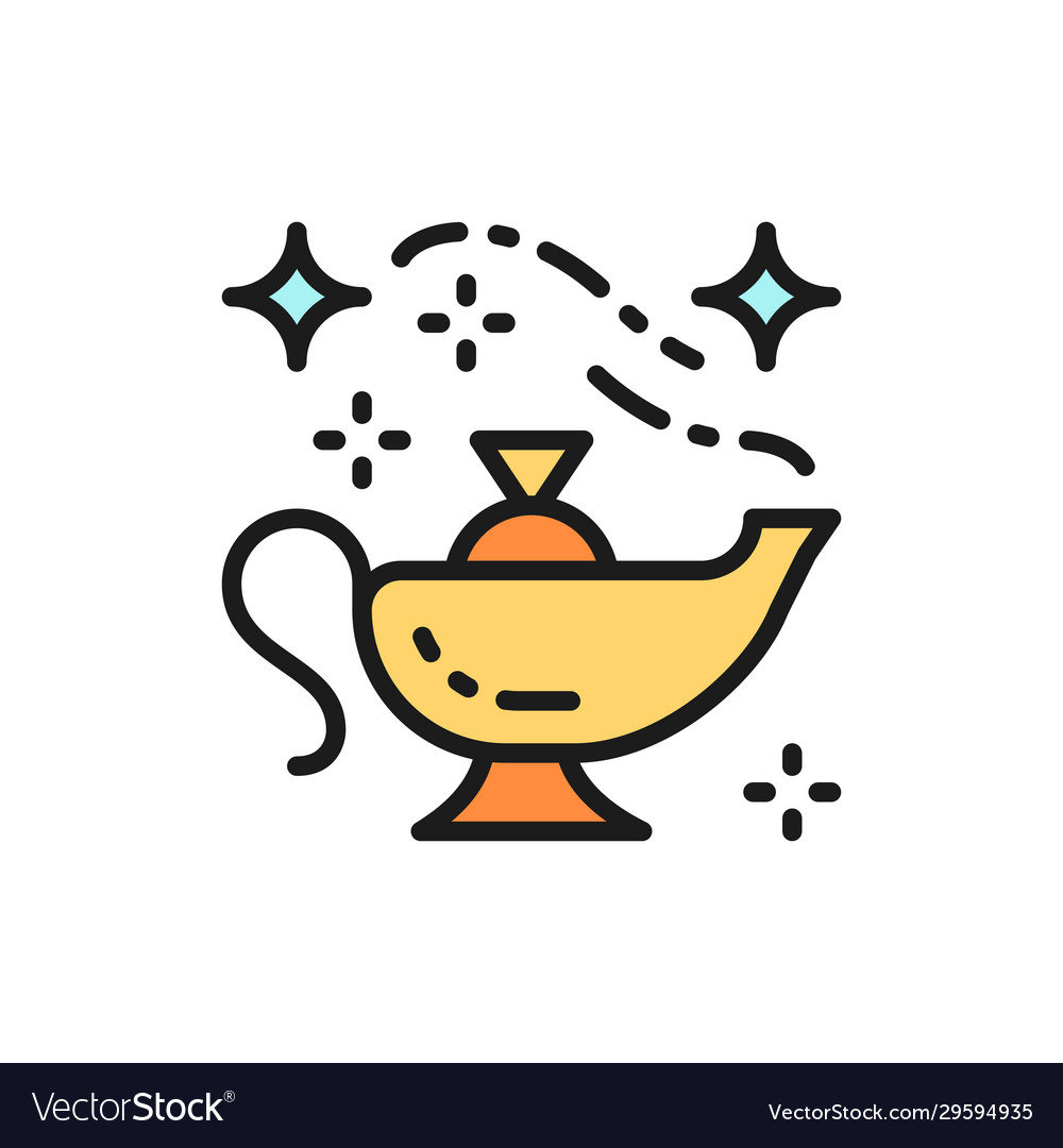 Oriental magic lamp aladdin vessel flat color Vector Image
