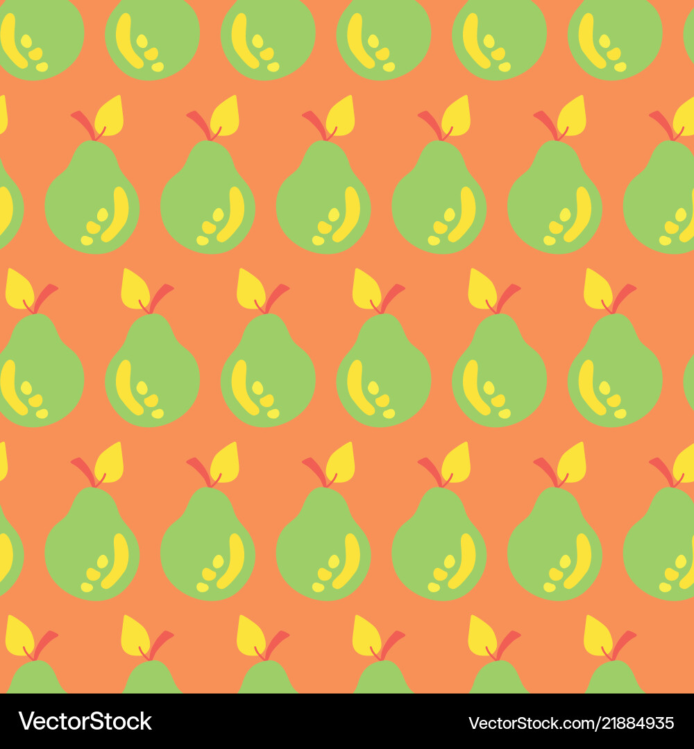 Pear seamless pattern hand drawn background Vector Image