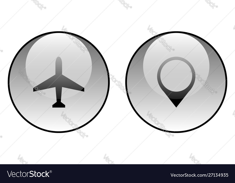 Plane icon and pointer vector image Plane icon and pointer