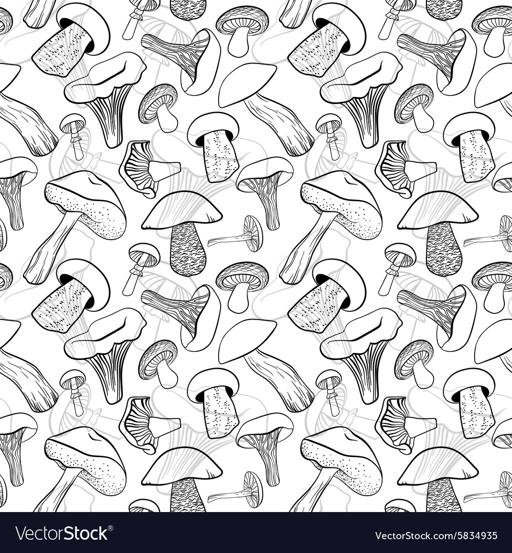 Seamless pattern with different hand drawn