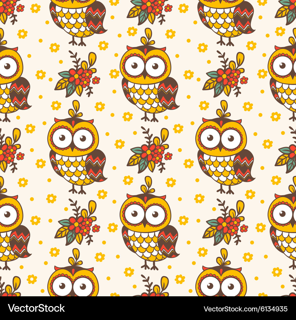 Seamless pattern with owls Royalty Free Vector Image