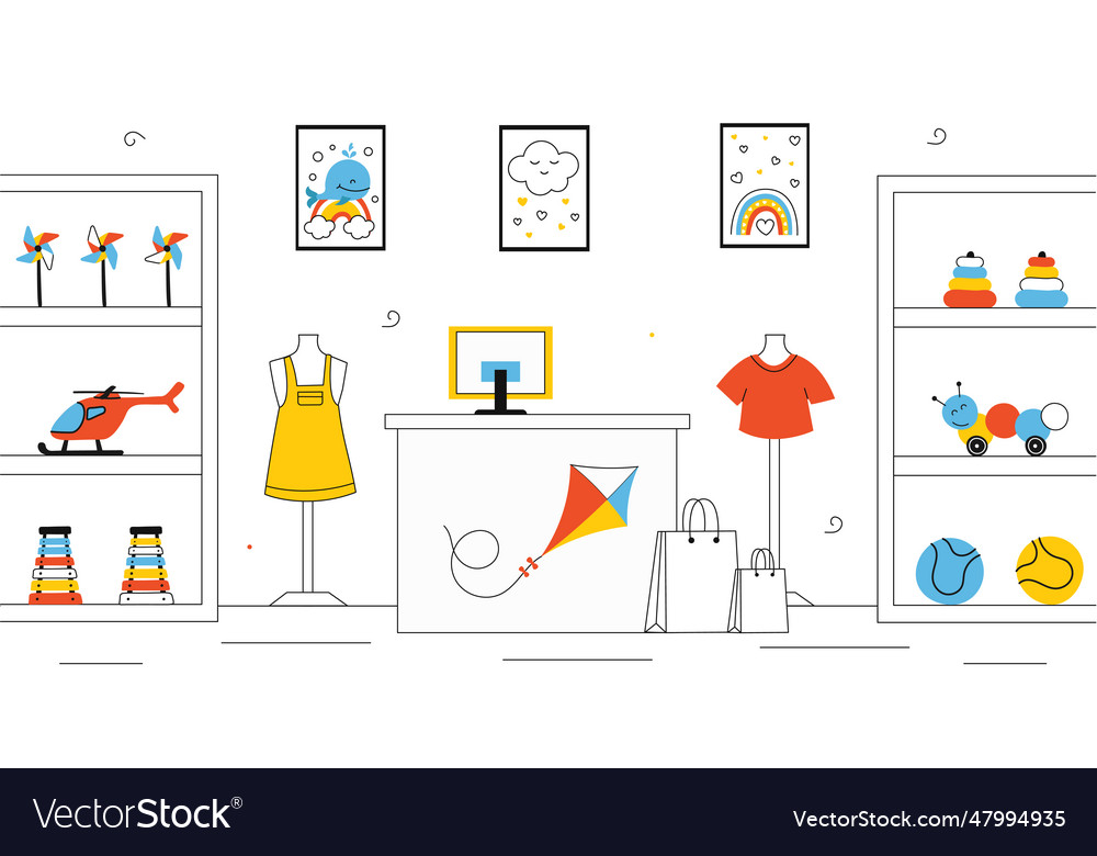 Shop for kids line concept Royalty Free Vector Image