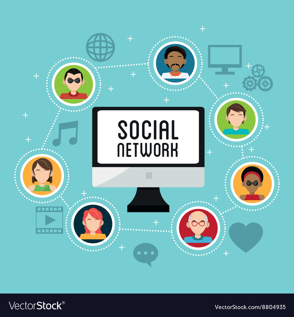 Social media design networking icon technology Vector Image