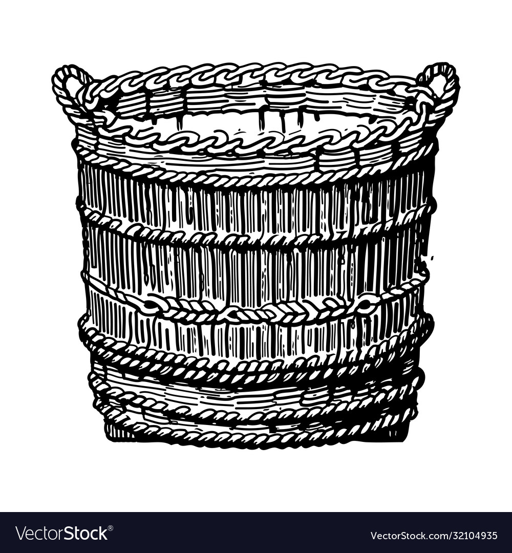 Vintage engraving a basket Royalty Free Vector Image