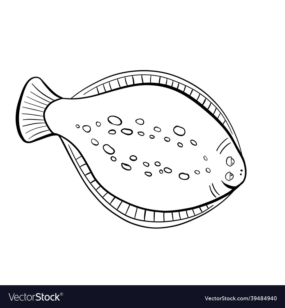 Schwarze Meer Flatfish doodle Stil Flounder