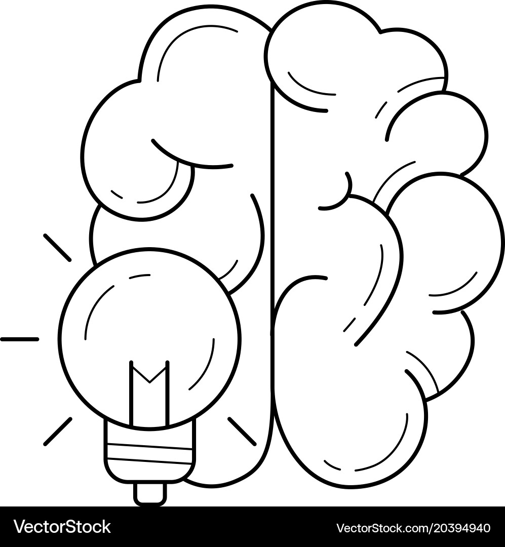 Brain during creative process line icon Royalty Free Vector